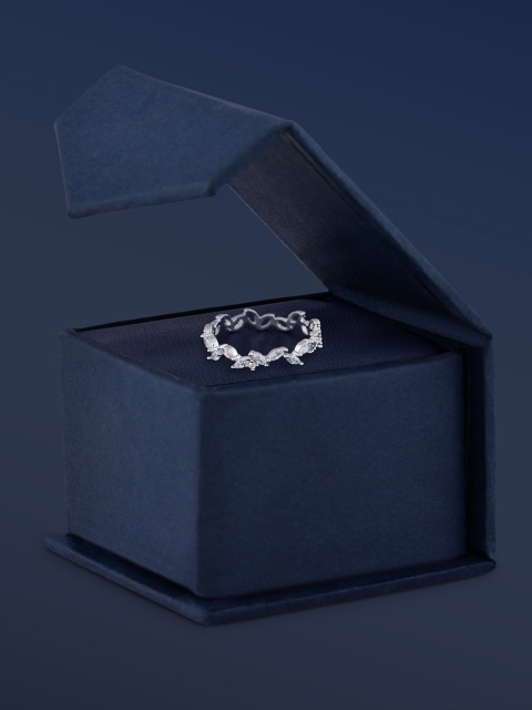 Amavi Silver-Plated White AD-Studded Finger Ring