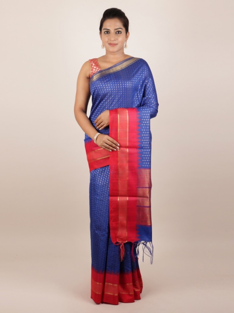 Pothys Blue Woven Design Pure Silk Saree