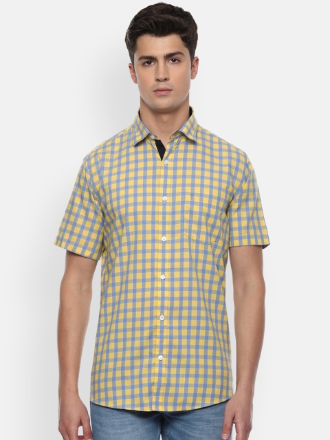 Van Heusen Sport Men Yellow Slim Fit Checked Casual Shirt