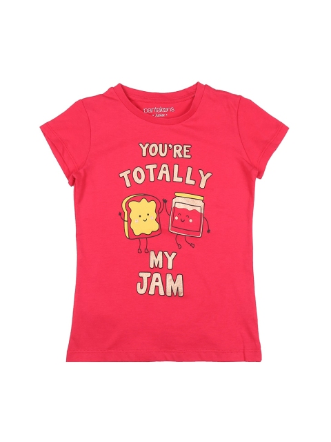 Pantaloons Junior Girls Pink Printed Round Neck T-shirt