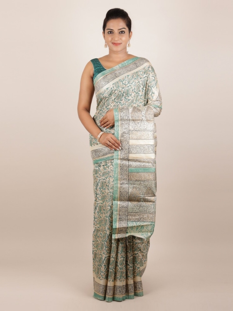 Pothys Cream-Coloured Woven Design Tussar Saree