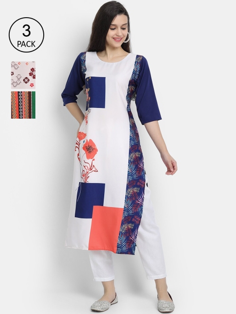 7Threads Women Multicoloured Striped Crepe Kurta, Multi