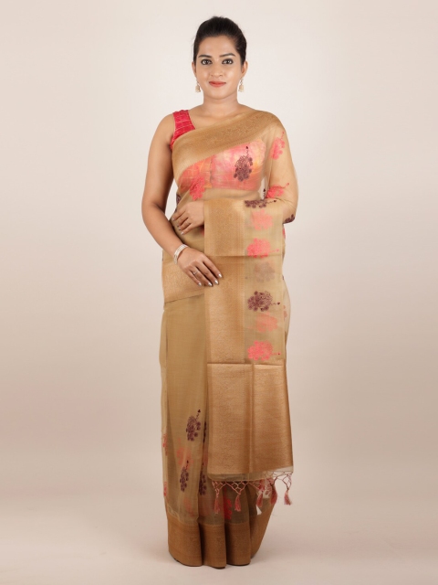 Pothys Tan Woven Design Pure Silk Saree