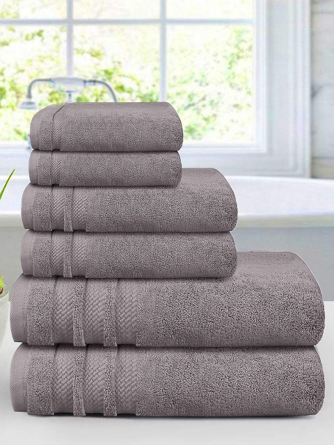 Trident Set Of 6 Grey Solid 625 GSM Sustainable Towels