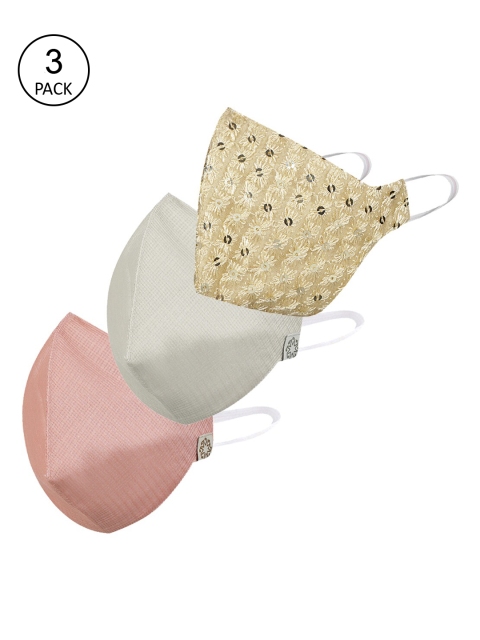 VASTRAMAY Pack Of 3 3-Ply Reusable Cloth Face Masks, Grey