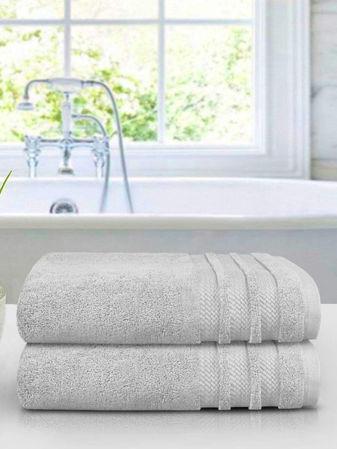 Trident Unisex Set Of 2 Grey 625 GSM Bath Towels