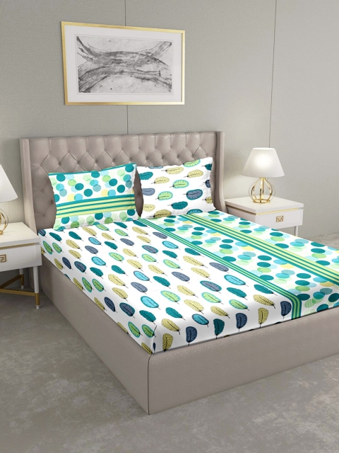 BELLA CASA Cream-Coloured & Green Graphic 124 TC Cotton King Bedsheet with 2 Pillow Covers
BELLA CASA Cream-Coloured & Green Graphic 124 TC Cotton King Bedsheet with 2 Pillow Covers