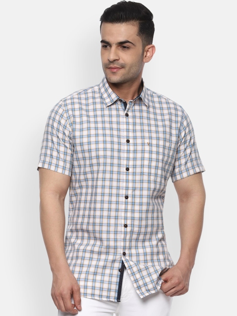 Van Heusen Sport Men White Checked Casual Shirt