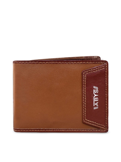 ABYS Men Brown Textured Genuine Leather Three Fold Wallet