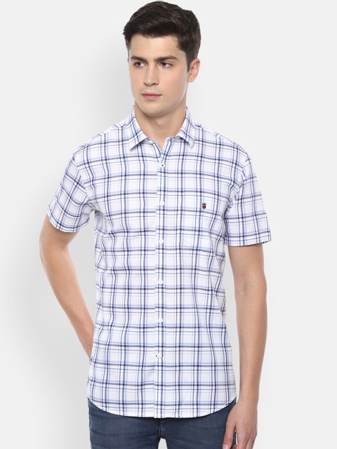 Louis Philippe Sport Men White Checked Casual Shirt