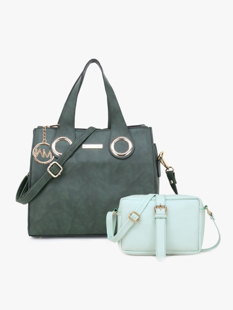 WOMEN MARKS Green Solid Shoulder Bag with Sling Bag