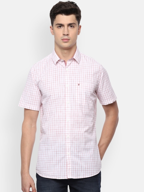 Van Heusen Sport Men White Regular Fit Checked Cotton Casual Shirt
