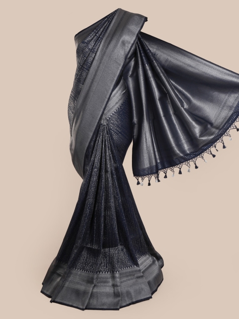 Pothys Blue Pure Silk Woven Design Banarasi Saree