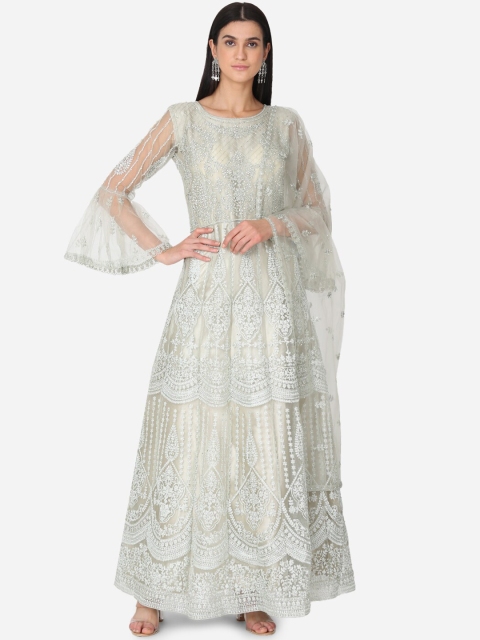 BOMBAY SELECTIONS Women Green Embroidered Kurta with Sharara & Dupatta