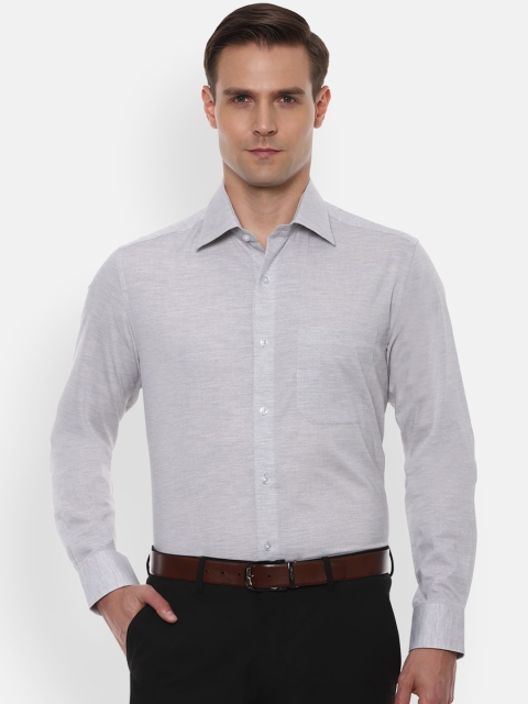 Louis Philippe Men Grey Regular Fit Self Design Formal Shirt