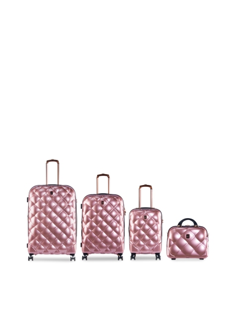 IT Luggage Set of 2 Rose Gold Textured St.Tropez Deux Hard-Sided Trolley Bags