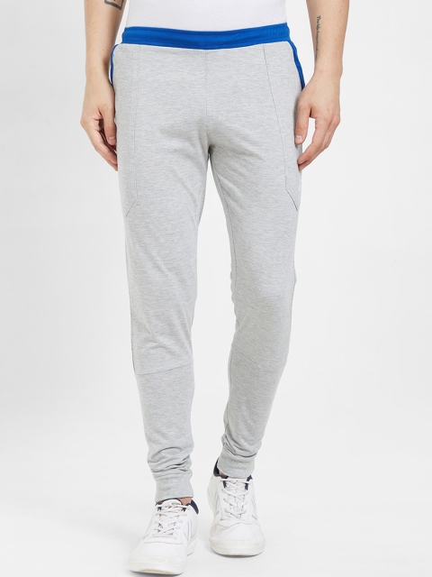FiTZ Men Grey Solid Slim-Fit Joggers