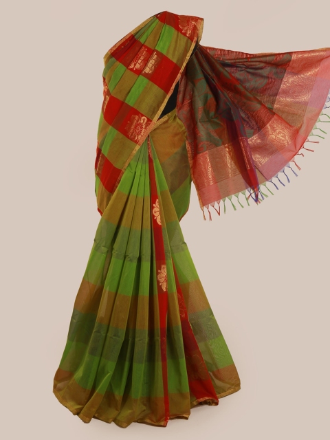 Pothys Multicoloured Checked Silk Cotton Saree, Multi