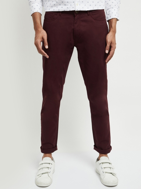 max Men Maroon Skinny Fit Solid Chinos