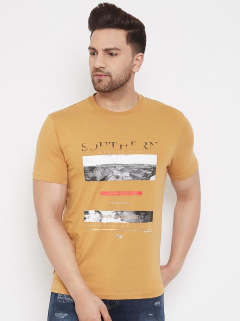 98 Degree North Men Beige Printed Round Neck T-shirt