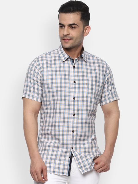 Van Heusen Sport Men White Checked Casual Shirt