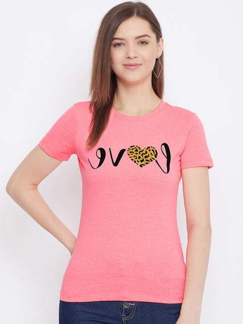Bishop Cotton Women Pink Printed Round Neck T-shirt