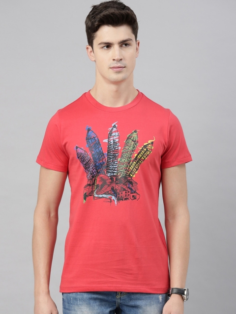 QUANCIOUS Men Coral Printed Round Neck Sustainable T-shirt