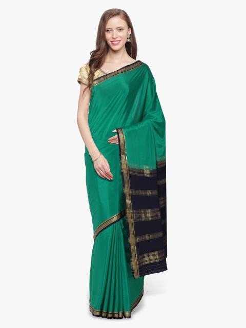Sudarshan Silks Green Solid Mysore Silk Saree