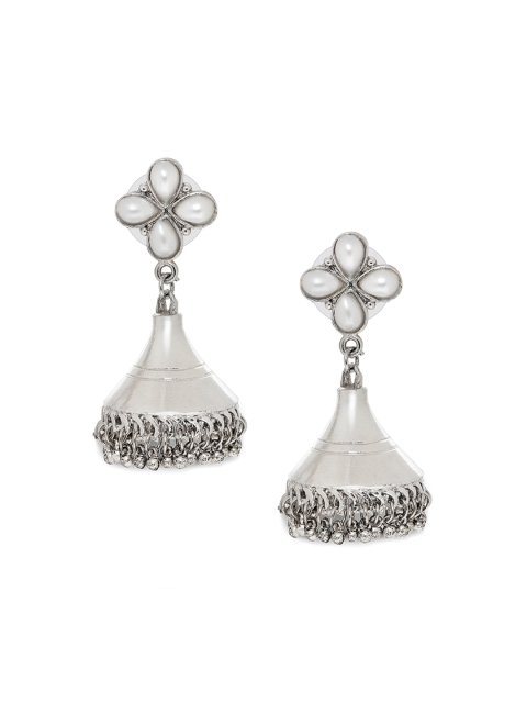 Mahi White Contemporary Drop Earrings