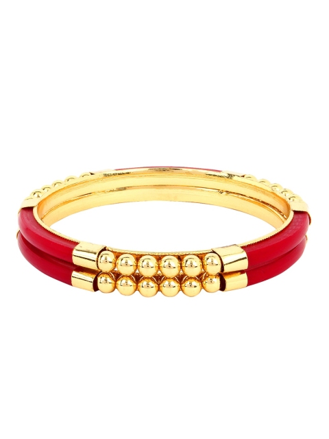 Mali Fionna Set Of 2 Gold-Toned & Red Bangles