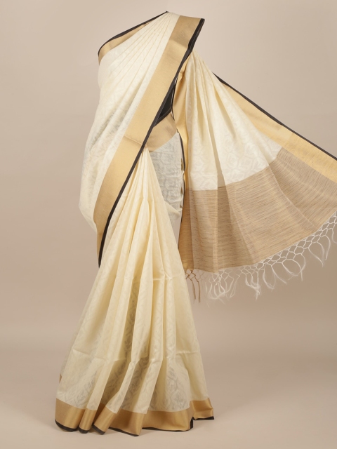 Pothys Cream-Coloured Woven Design Jute Silk Saree