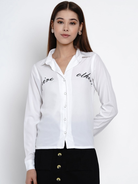 Texco Women White Regular Fit Solid Casual Shirt