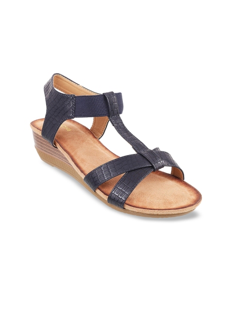 Mochi Women Blue Textured Sandals