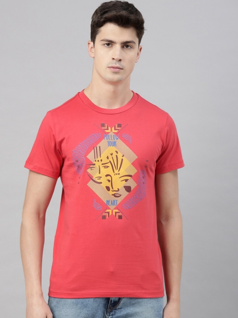 QUANCIOUS Men Coral Printed Round Neck Sustainable T-shirt