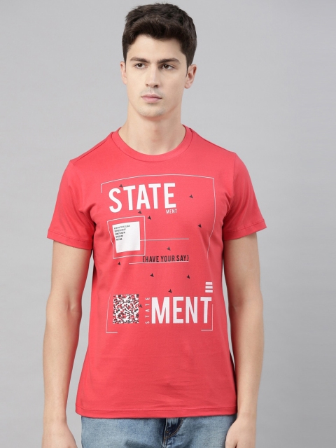 QUANCIOUS Men Coral Printed Round Neck T-shirt