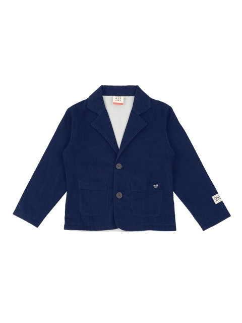 Ed-a-Mamma Boys Navy Blue Solid Open Front Jacket