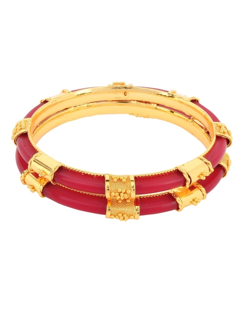 Mali Fionna Set Of 2 Gold-Toned & Red Bangles