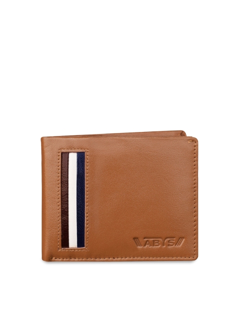 ABYS Unisex Tan & White Textured Two Fold Wallet