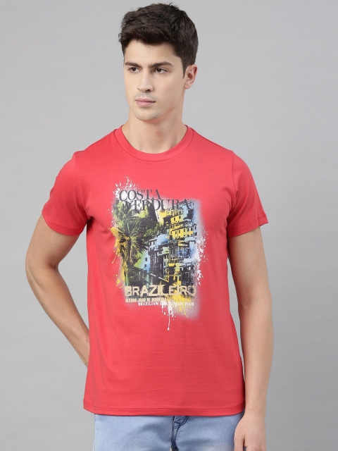 QUANCIOUS Men Coral Printed Round Neck Organic Cotton Sustainable T-shirt