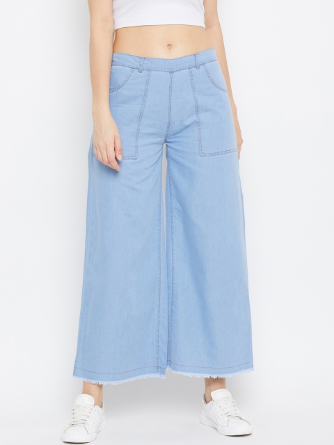 Baani Creations Women Blue Regular Fit Solid Parallel Trousers