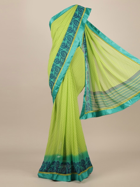 Pothys Green Printed Poly Chiffon Saree