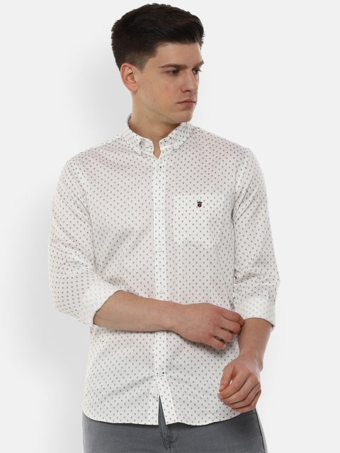 Louis Philippe Sport Men White Slim Fit Printed Casual Shirt