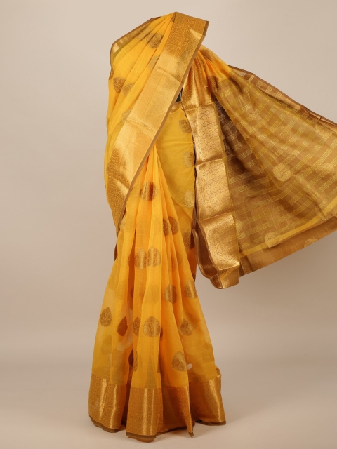 Pothys Yellow Woven Design Jute Silk Saree