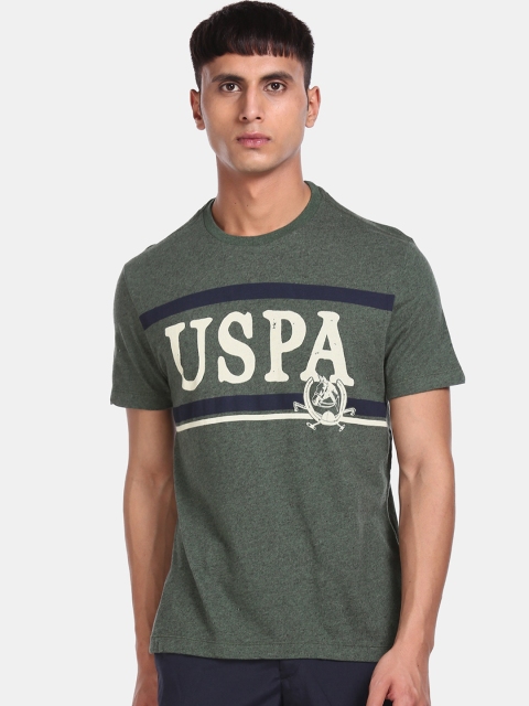 U.S. Polo Assn. Men Green Printed Round Neck T-shirt