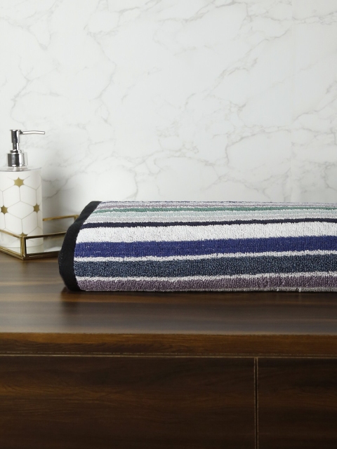 Trident White & Blue Striped 300 GSM Bath Towel