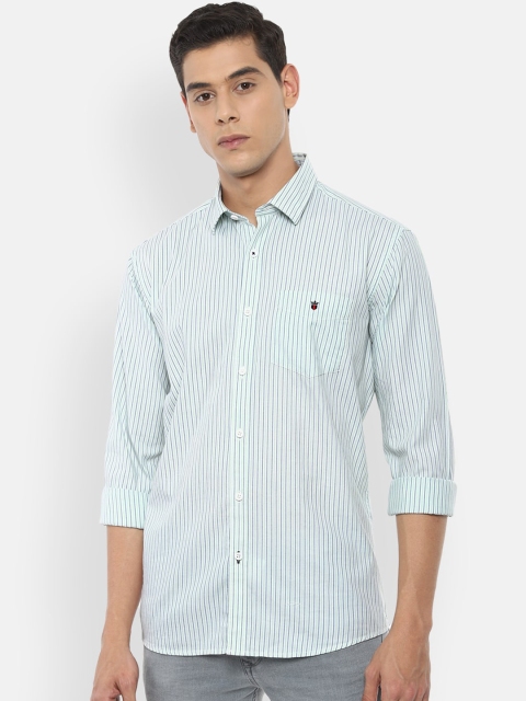 Louis Philippe Sport Men Green Slim Fit Striped Casual Shirt
