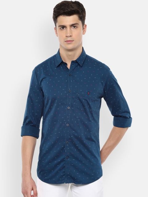 Louis Philippe Sport Men Navy Blue Slim Fit Printed Casual Shirt