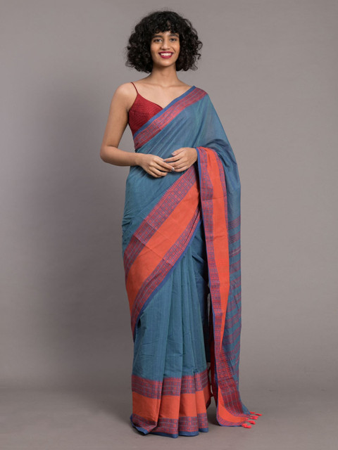 Suta Blue & Orange Pure Cotton Handloom Saree with Woven Motifs
Suta Blue & Orange Pure Cotton Handloom Saree with Woven Motifs