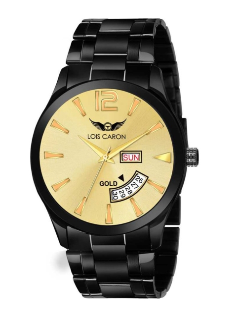 LOIS CARON Men Gold-Toned & Black Analogue Watch MLC-8445-GOLD