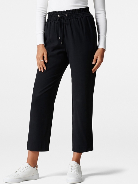Forever New Women Black Straight Fit Solid Regular Trousers